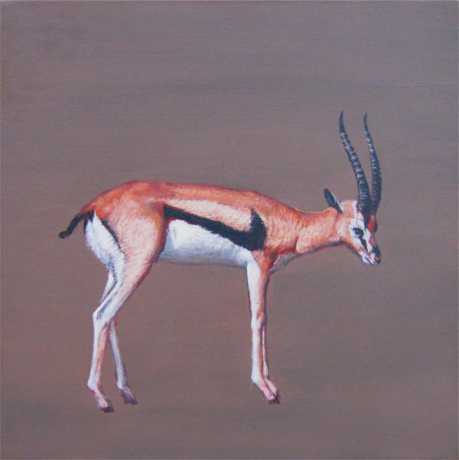 Gazelle Nike, 2009. Painting on canvas, 40 × 40 cm.
