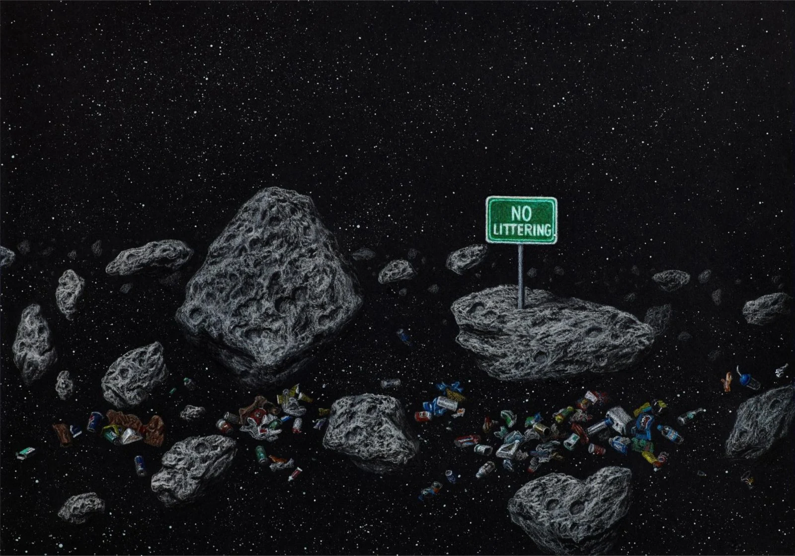 No Littering, 2015. Work on paper, 35 × 50 cm.