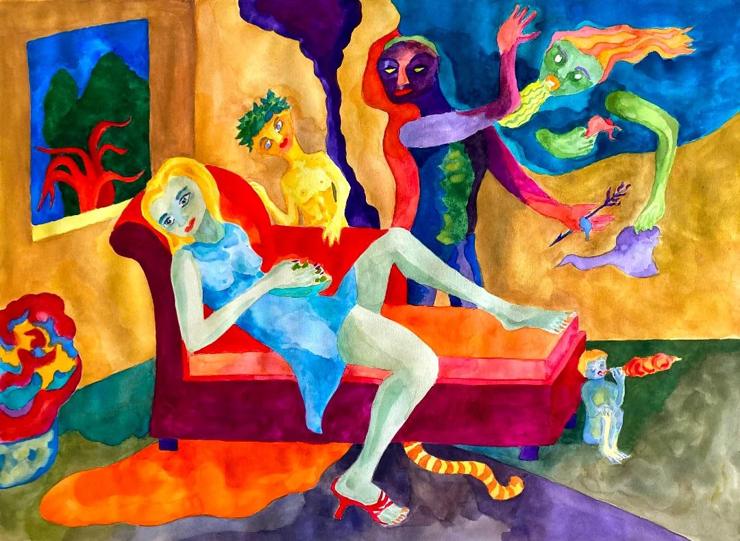 Nostalgia, 2022. Gouache sur papier, 56 × 76 cm.