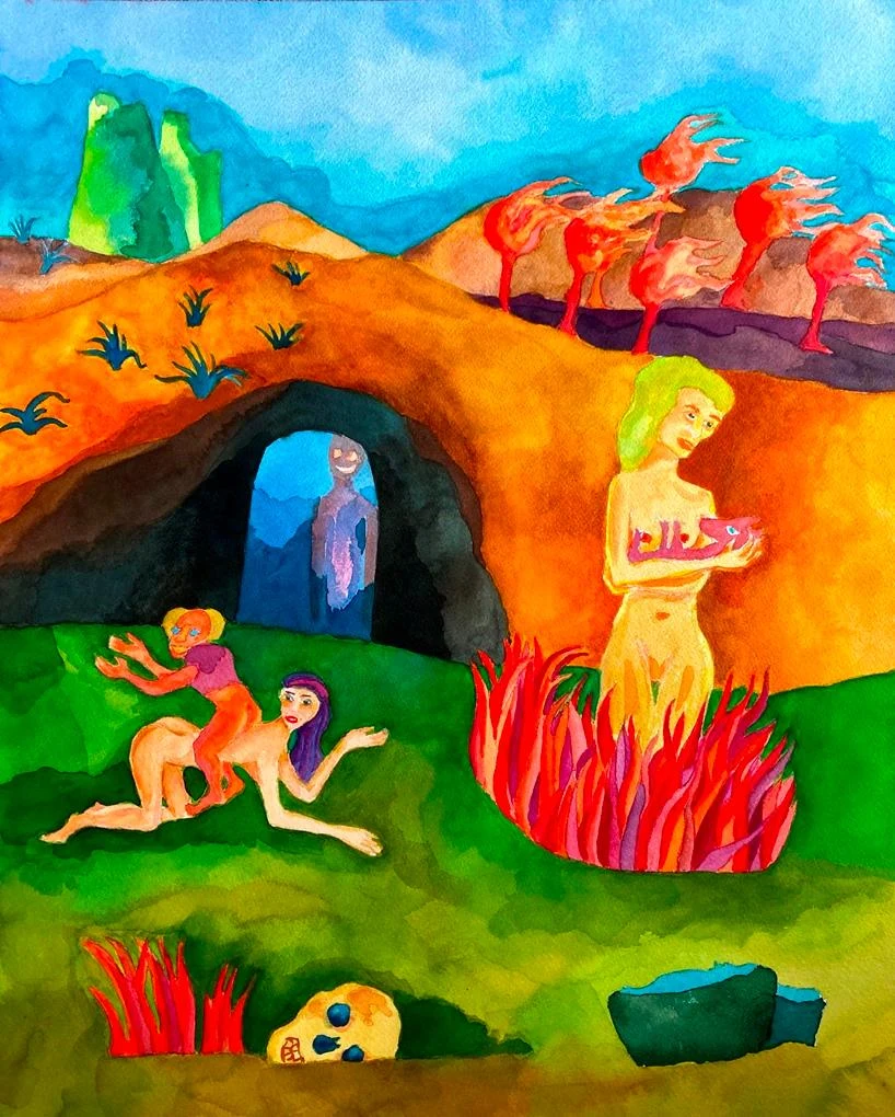 World without me, 2022. Aquarelle sur papier, 41 × 51 cm.